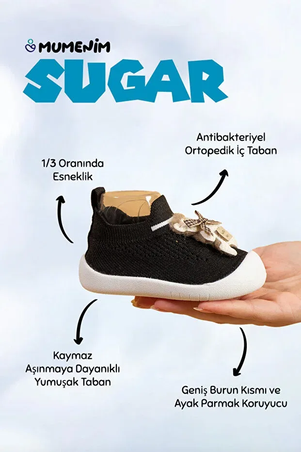 Детские туфли для мальчиков с ортопедической стелькой Sugar baby boy teddy bear figured Mumenim, Black — фото 2
