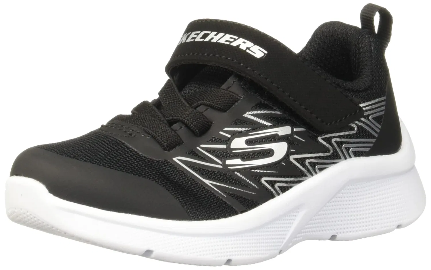 Детские кроссовки для мальчиков Microspec Texlor Skechers, Black Fabric Black Silver Trim