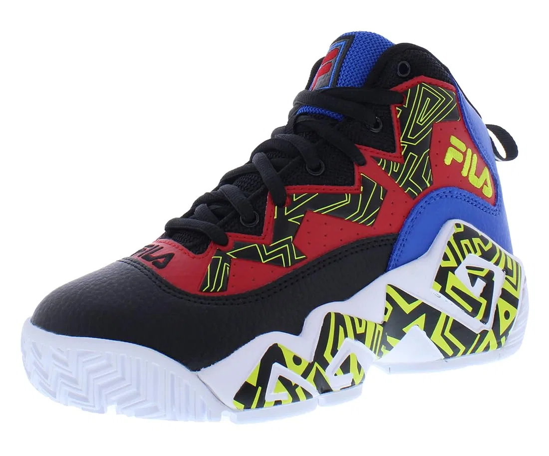 Детские кроссовки для мальчиков с принтом Kid's Fila Mb Fila, Black Red Blue