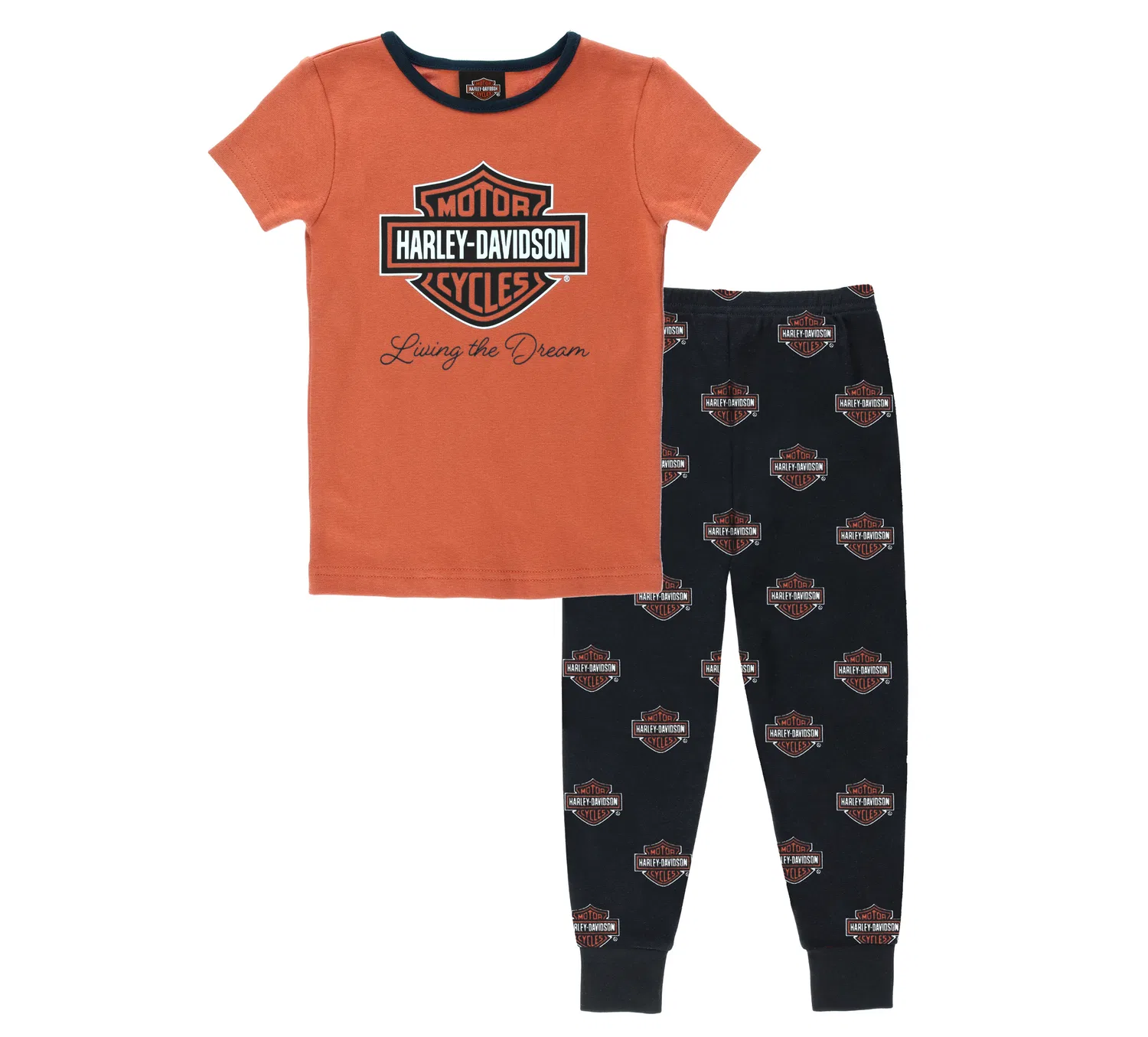 Детский комплект пижамы хлопковый из 2 предметов Snug Fit Rib Knit Harley Davidson, Black/Orange