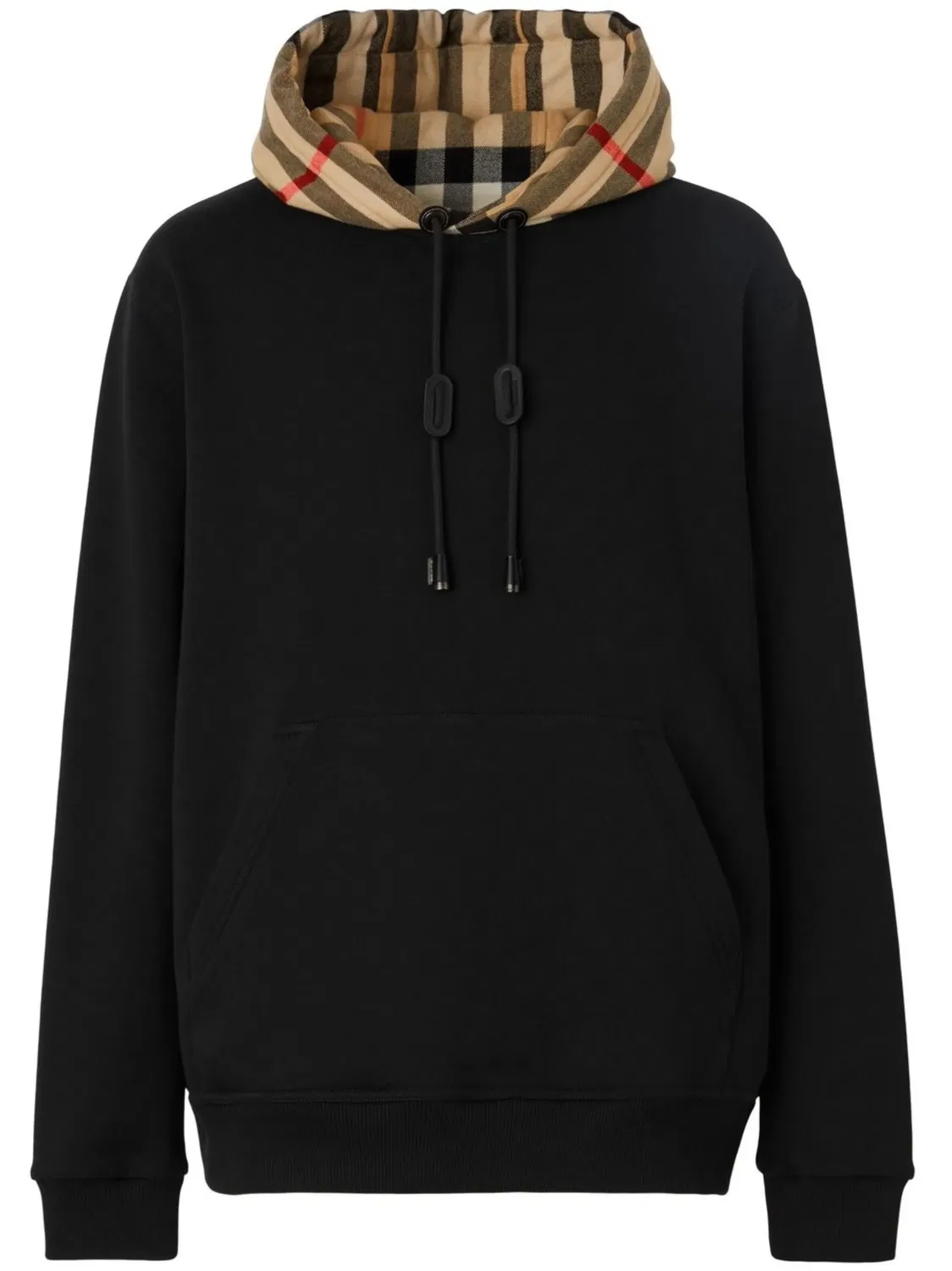 Худи Check‑Hood хлопковое Burberry, черный