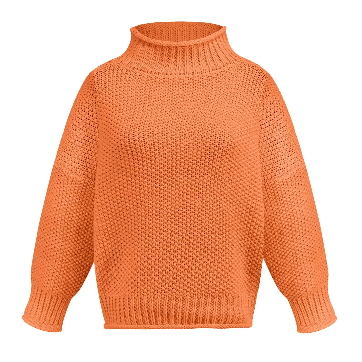 Женский свитер оверсайз с длинным рукавом, модель Oversized Chunky Knit Sweater, Orange — фото 4