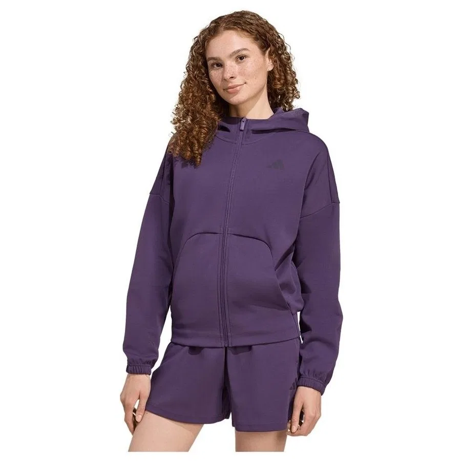 Женский свитшот с капюшоном и молнией, модель W FI SL FZ HD, adidas, Фиолетовый — фото 2