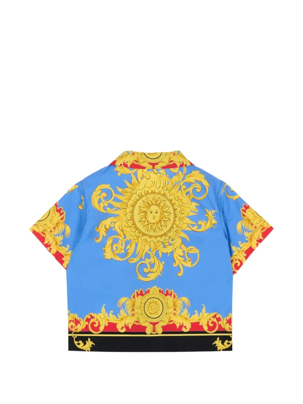 Рубашка с короткими рукавами и принтом барокко Versace Kids, синий — фото 2