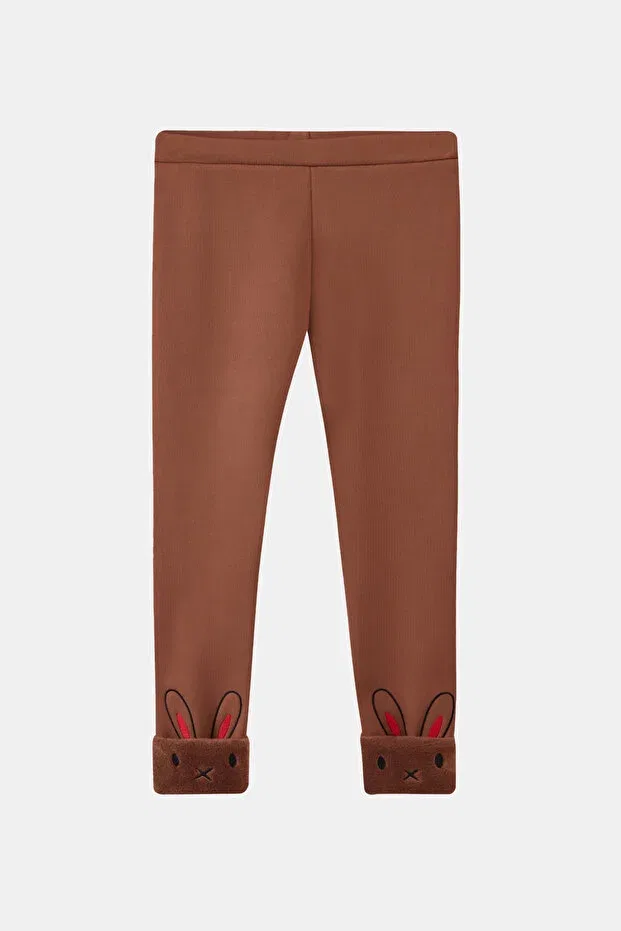 Детские леггинсы для девочек утепленные с вышивкой Lovetti, Brown