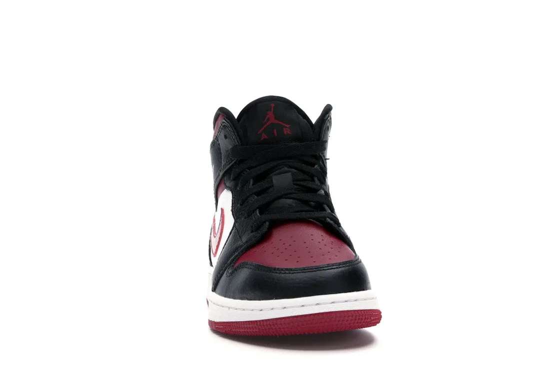 Детский кед Air Jordan 1 Mid Bred Toe Jordan, Black/Noble Red-White — фото 2