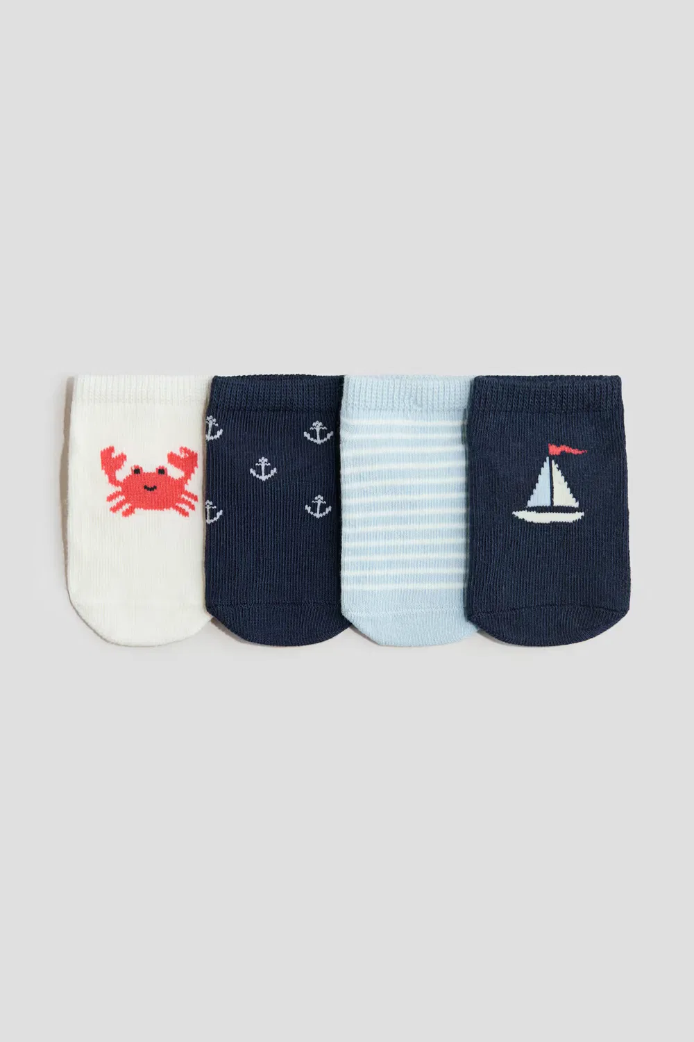 Набор из 4 коротких носков H&M, Marineblau/Segelboot