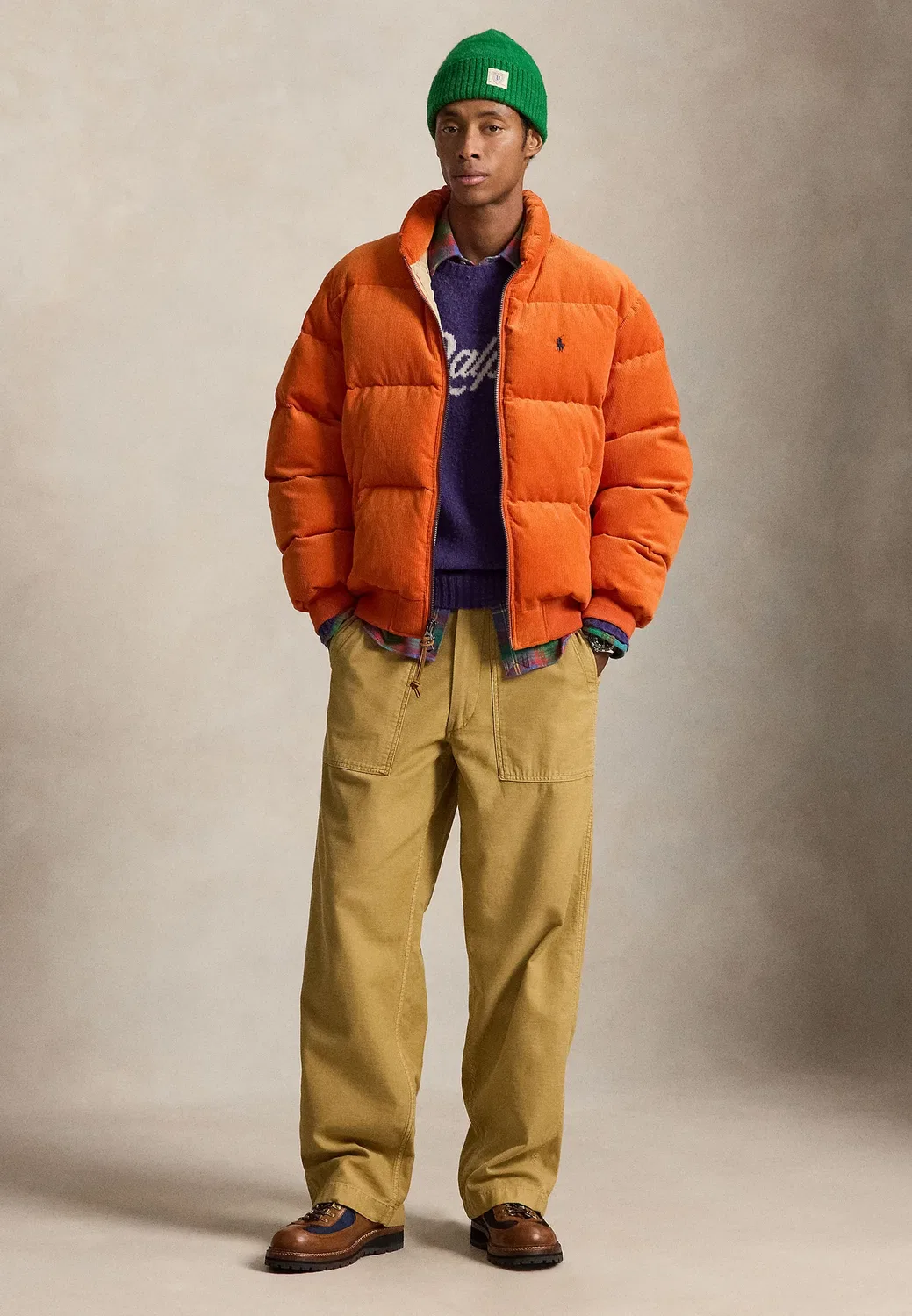 Брюки-Рубашки свободного кроя из сатина с обратной стороны Polo Ralph Lauren, Camel — фото 2
