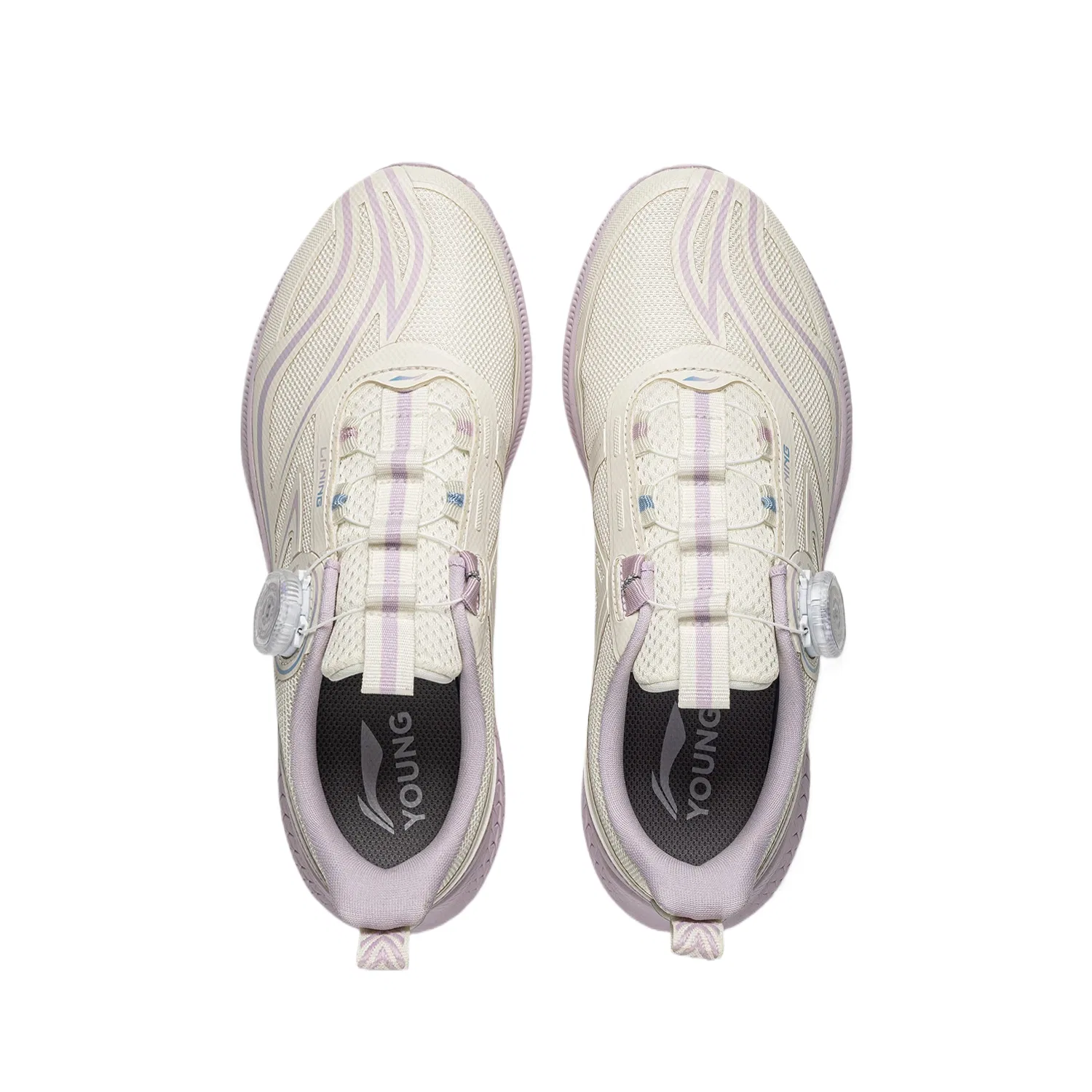 Детские беговые кроссовки с синтетической кожей Li-Ning YOUNG, Ecru/Cloud Purple — фото 3