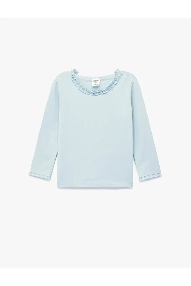 Детская футболка для девочек с длинным рукавом Basic Koton, Blue