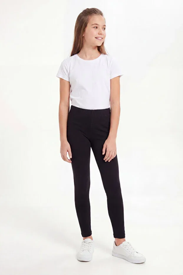 Детские леггинсы для девочек хлопковые Basics Arma Yıldız, Black-3 — фото 3