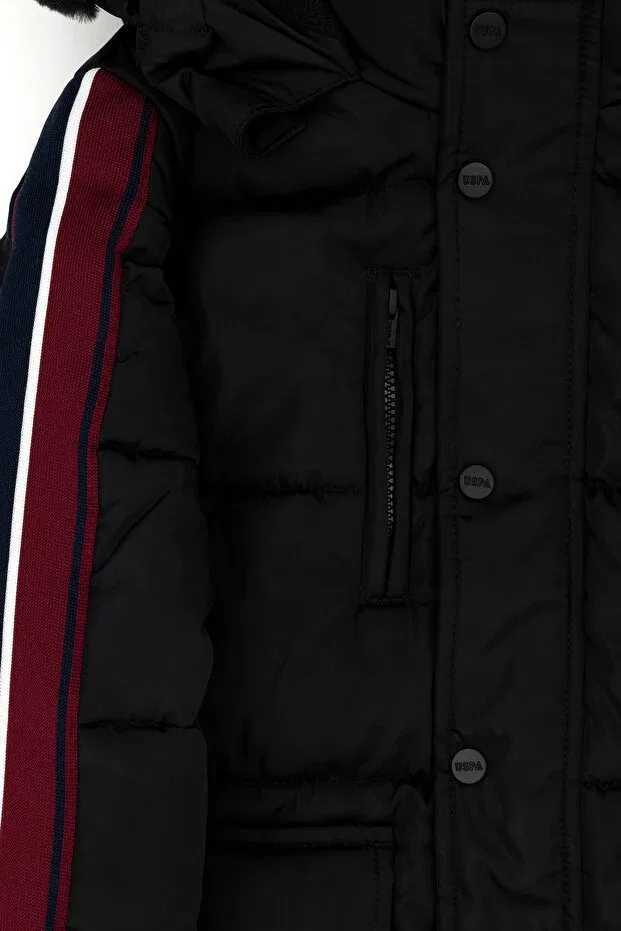 Детское пальто для мальчиков с капюшоном U.S. Polo Assn., Черное — фото 4