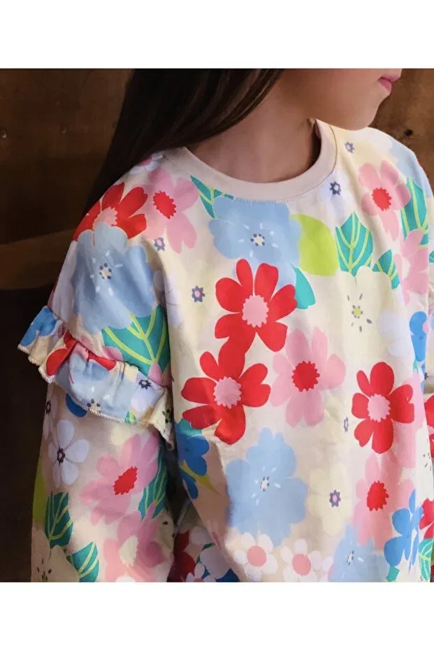 Детские свитшот для девочек с принтом floral printed Generic Brands, Colored — фото 3