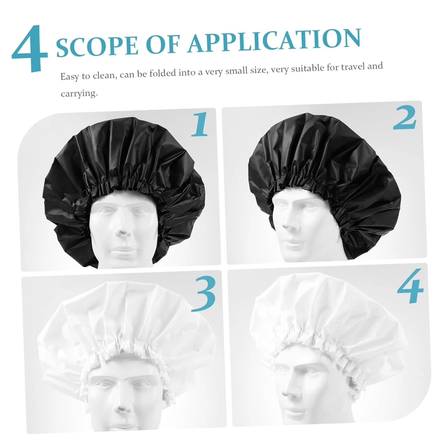 Шапочка для душаs, Pack of 4, Beavorty, Black White — фото 4