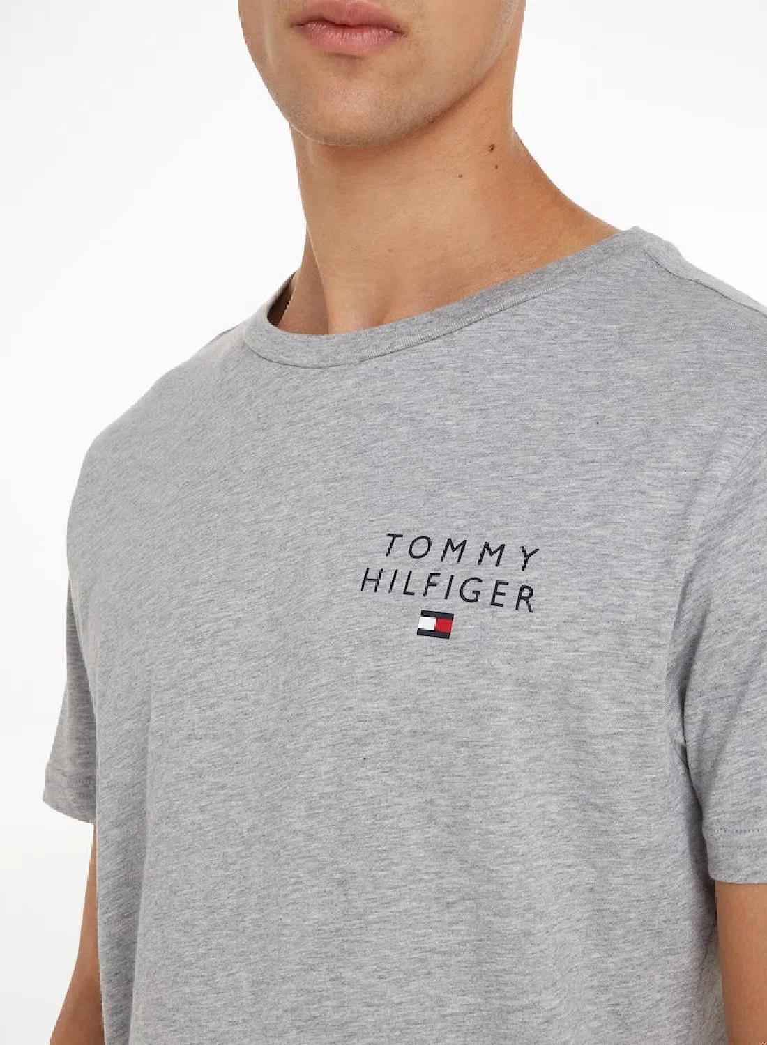 Футболка домашняя с логотипом Original Logo Lounge Tommy Hilfiger, серая — фото 4