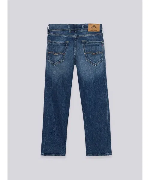 Детские джинсы regular fit из денима с потертостями и заплатками REPLAY, Blue — фото 2