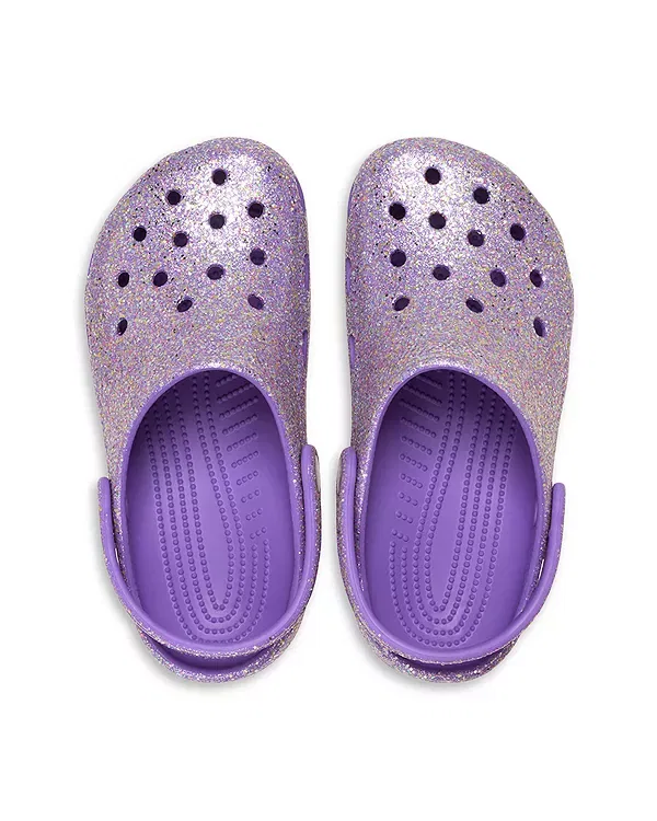 Детские сабо с блестками Crocs, фиолетовый — фото 4