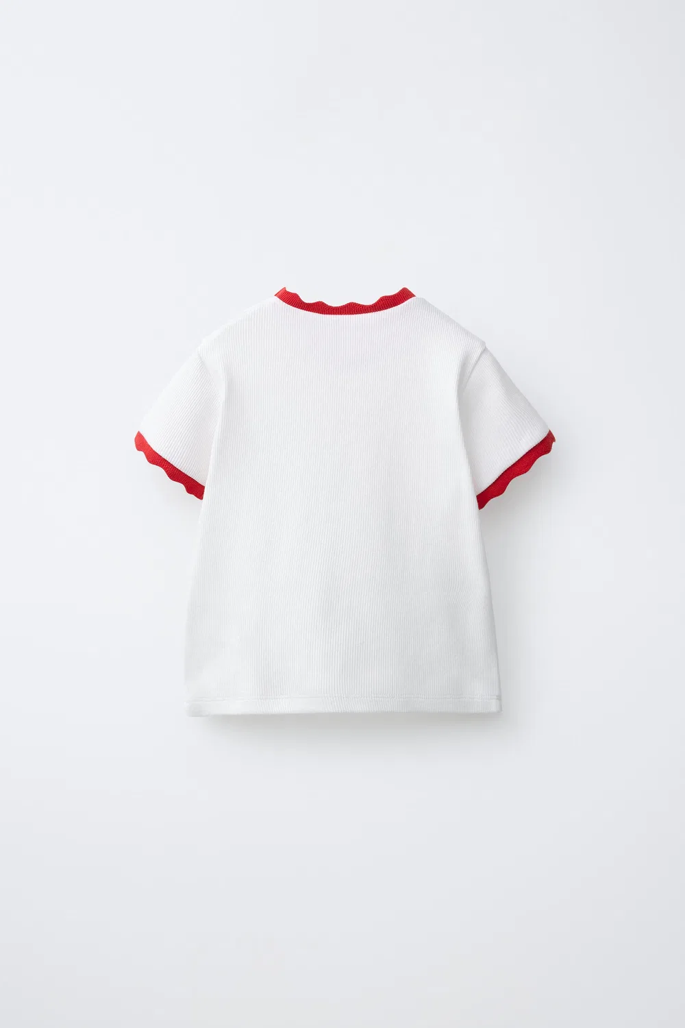 Ребристая футболка с контрастной вышивкой ZARA, Red — фото 2