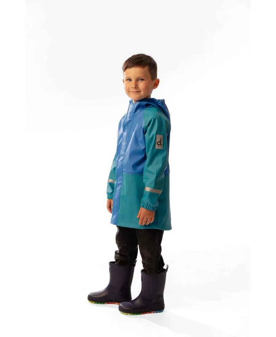 Детский дождевик с принтом, модель Rain Jacket Deux par Deux, Dark Turquoise — фото 2