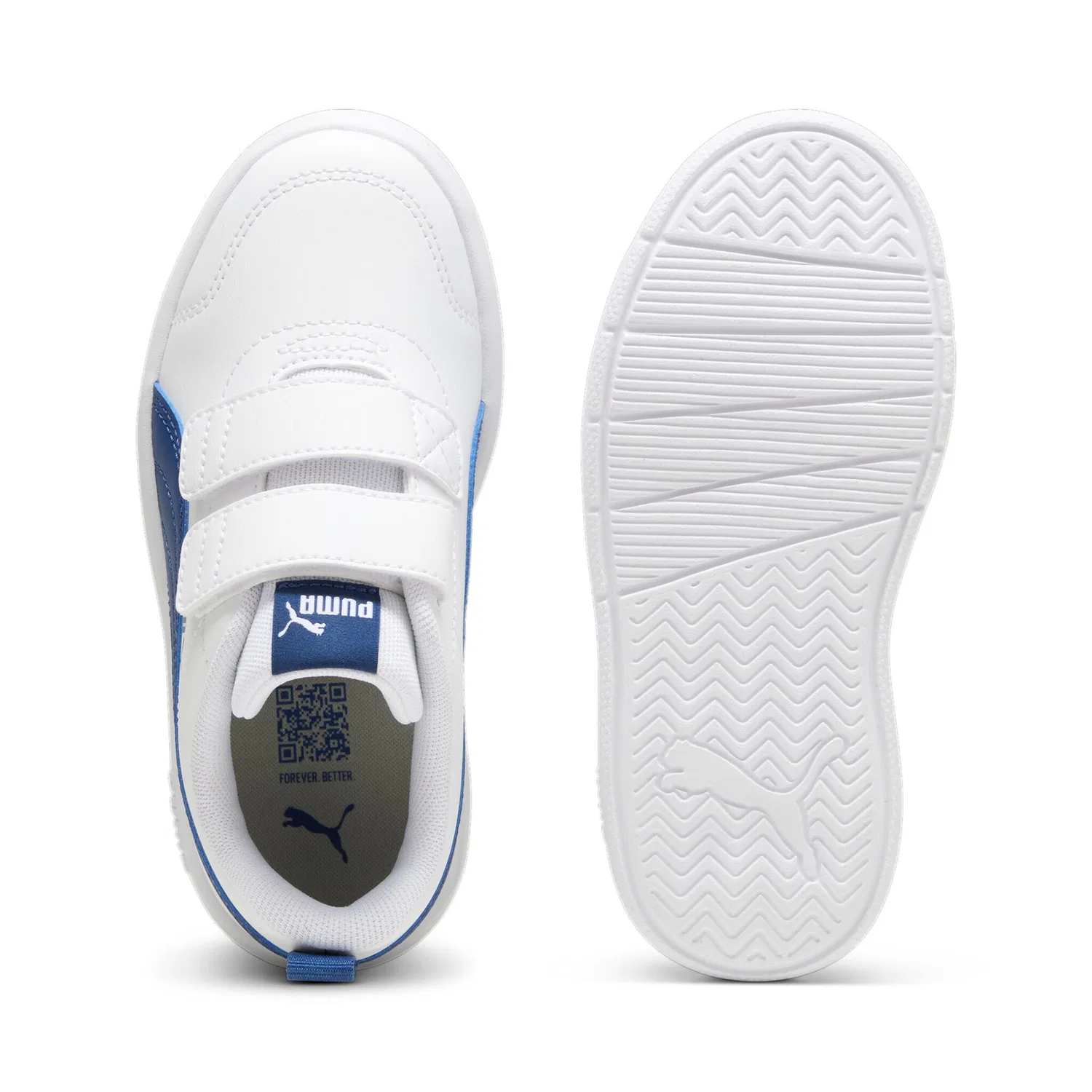 Детские спортивные кроссовки Courtflex v3 PUMA, White/Clyde Royal — фото 4