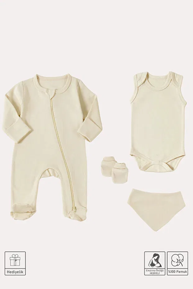 Детский комплект одежды для новорожденных хлопковый Mama Padre, Beige — фото 2