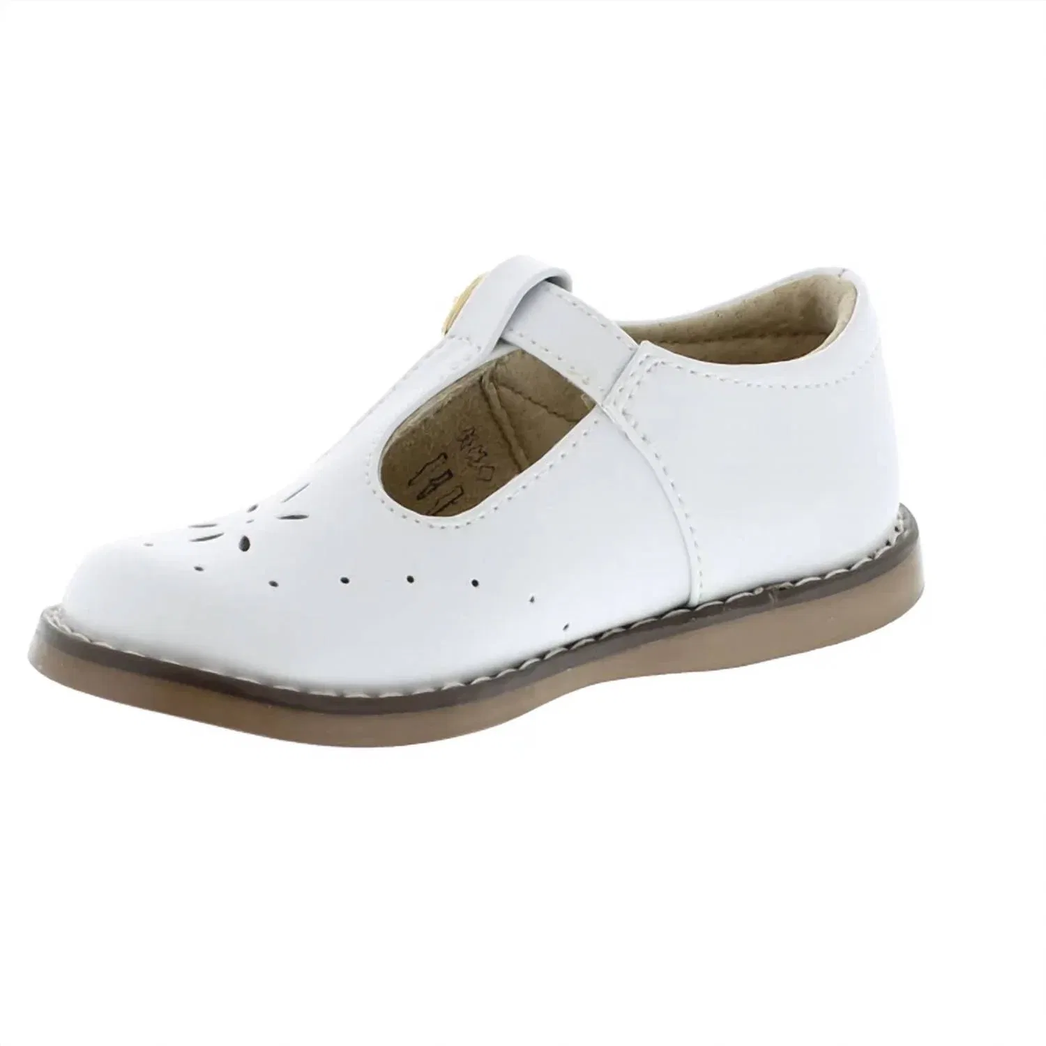 Детские туфли Мэри Джейн для девочек на пряжке T-Bar из кожи Sherry Footmates, White — фото 3