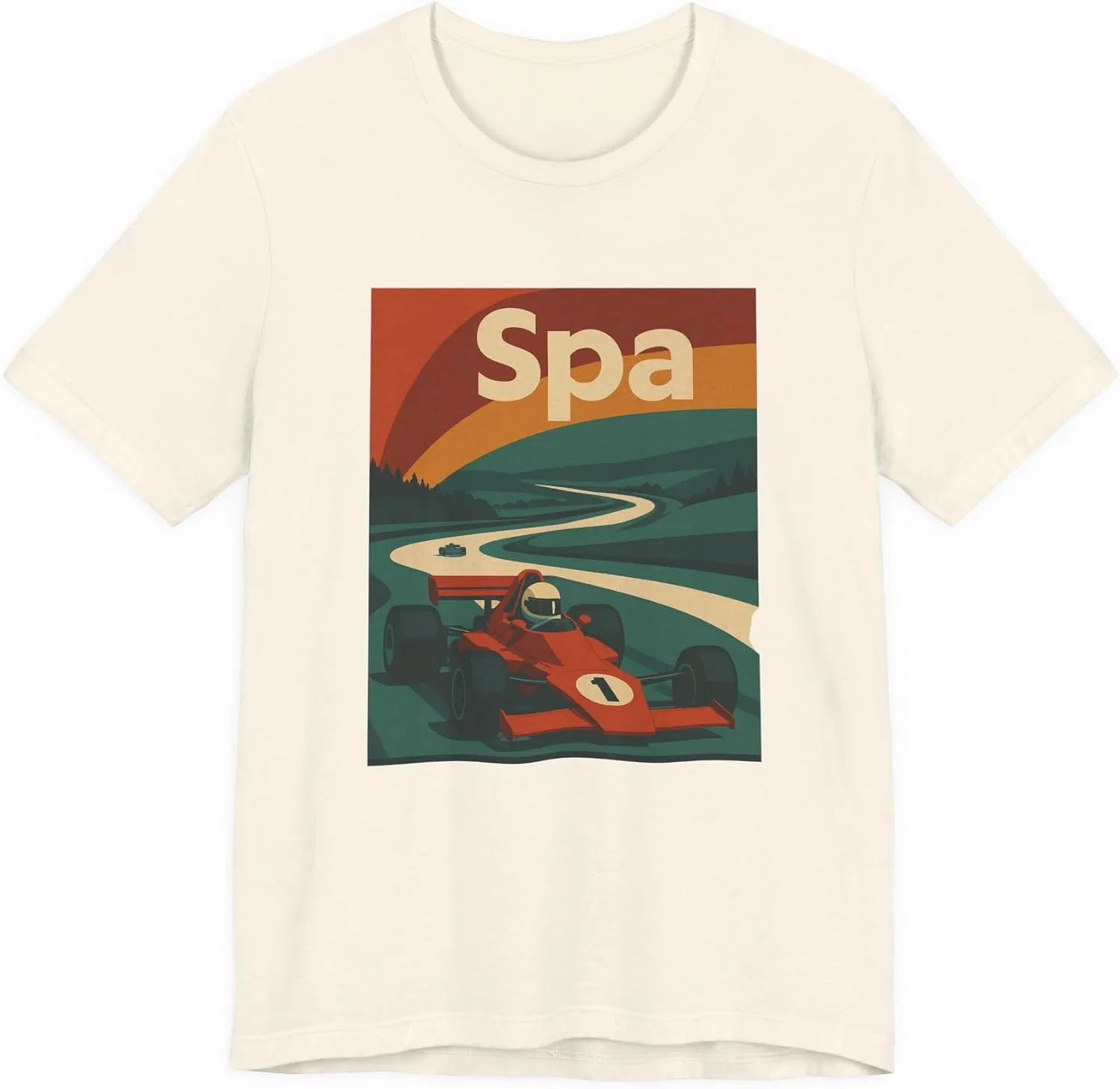Мужская футболка с принтом Vintage Racing Spa, натуральный