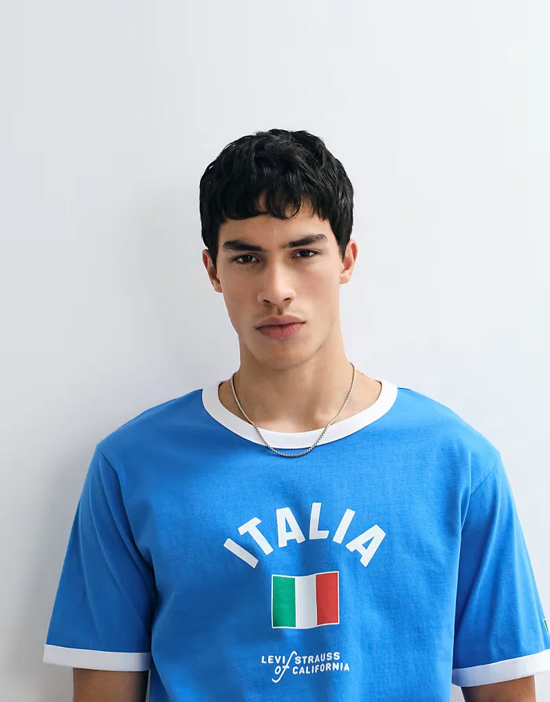 Ретро-футболка Levi's Italia с контрастной отделкой, синий