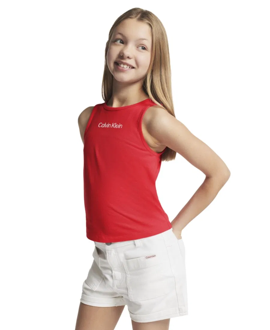 Джинсовые шорты с отворотами для девочек 7-16 лет Calvin Klein, белый — фото 3