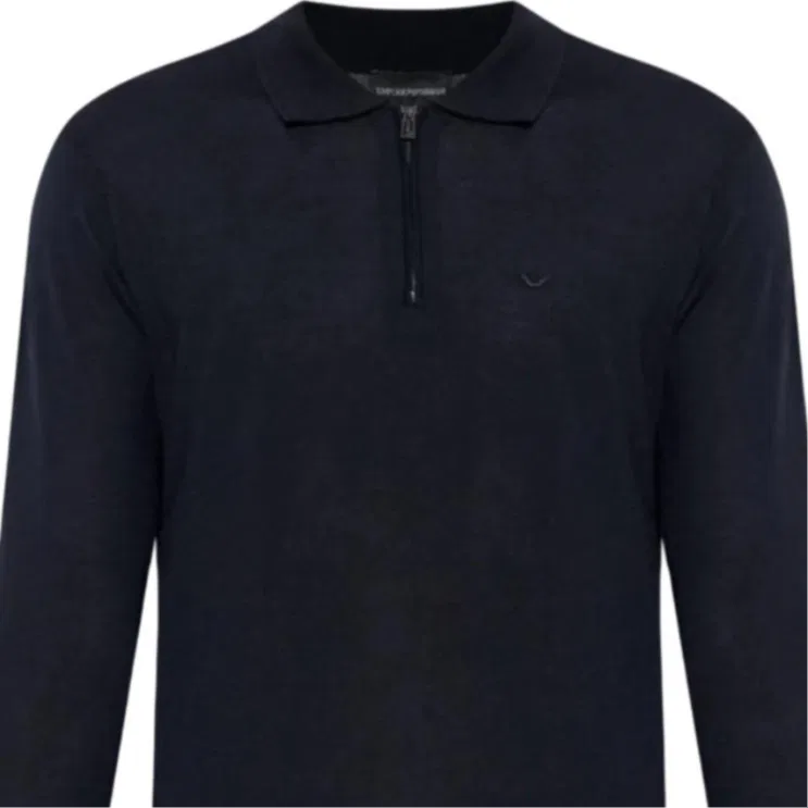 Мужской свитер с молнией и вышитым логотипом Emporio Armani, Navy Blue — фото 3