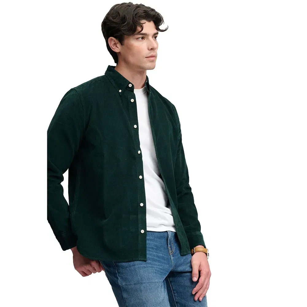 Мужской лонгслив из вельвета Superdry Classic Needle Cord, Green — фото 3