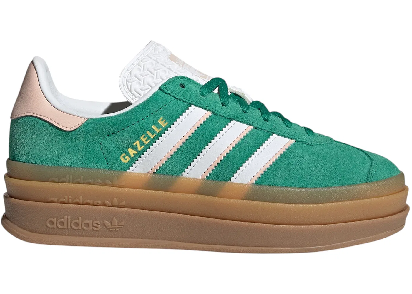Детские кроссовки Lifestyle Adidas Gazelle Bold, Bold Green/Cloud White/Gold Metallic