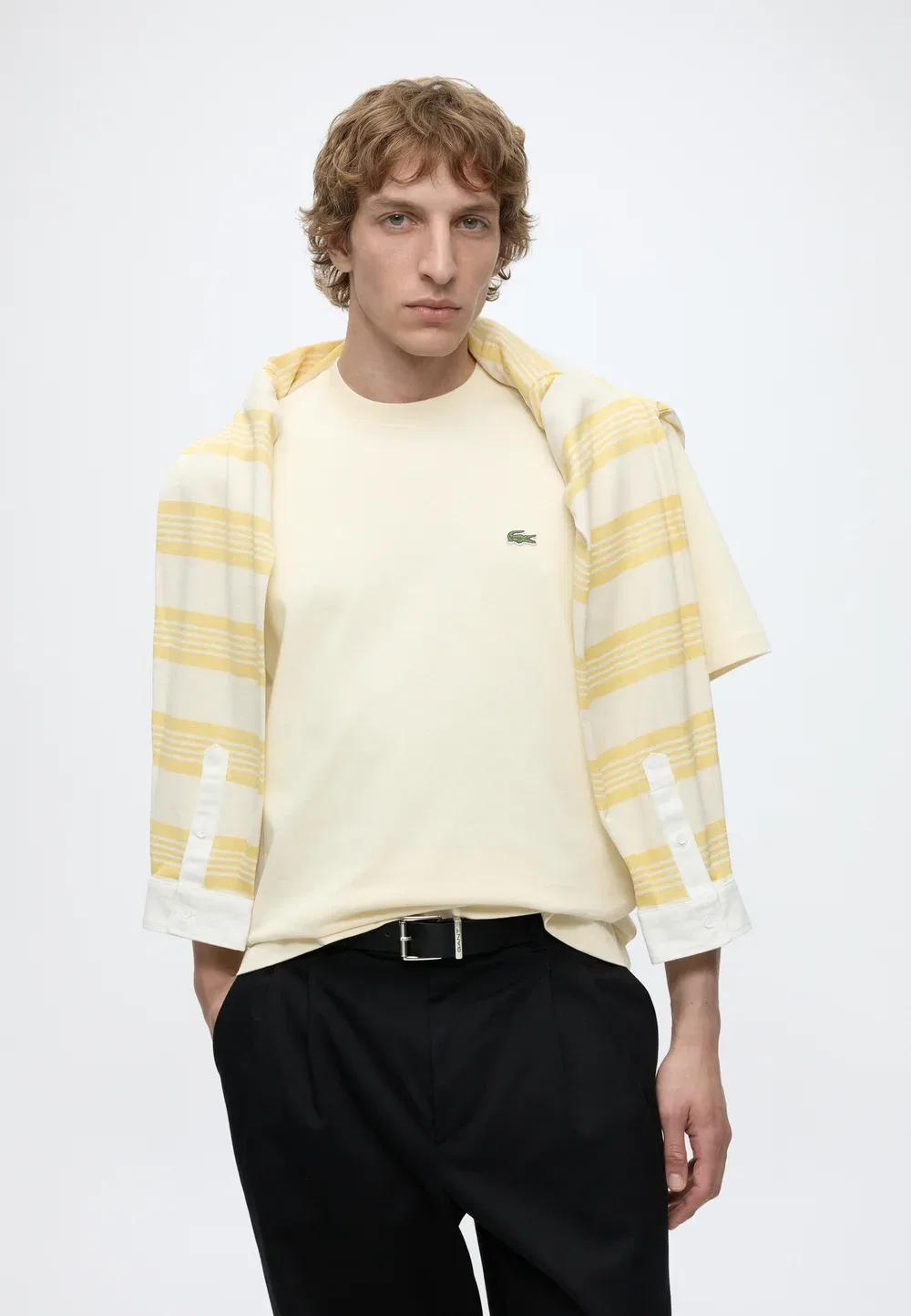 Футболка унисекс - базовая модель Lacoste, Naturel Clair — фото 4
