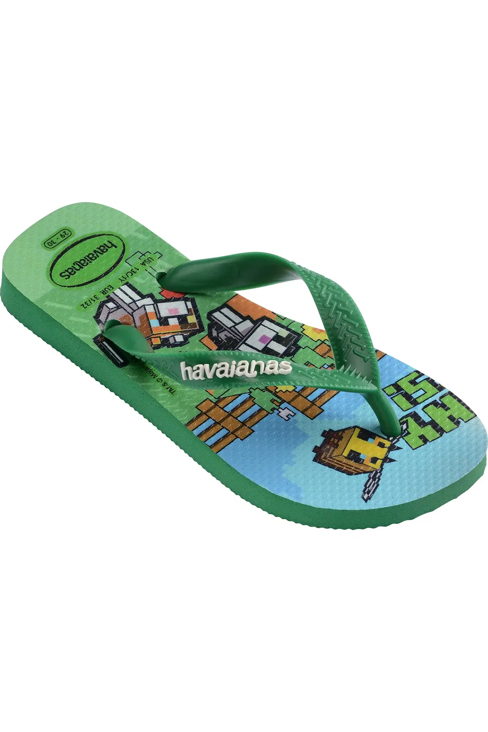 Детские сандалии тапки Minecraft Havaianas, зеленый