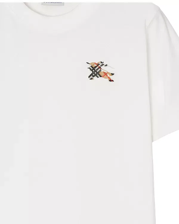Женская футболка с принтом Check Cotton Tee Burberry, Chalky White — фото 2
