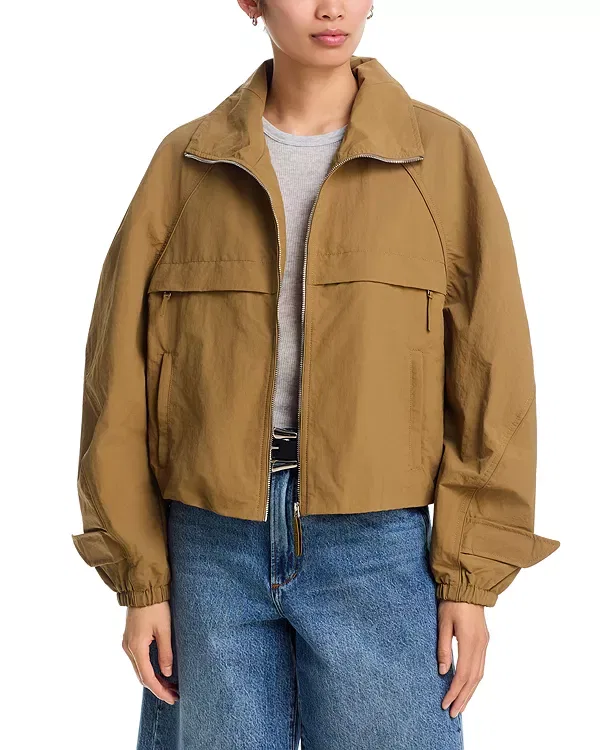 Женская куртка из нейлона с высоким воротником Acne Studios, Dark Khaki — фото 3