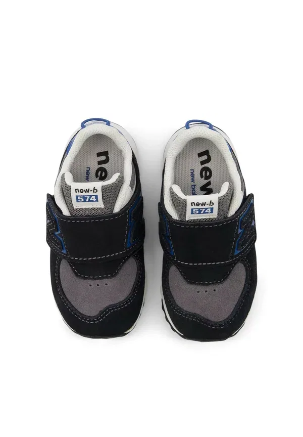 Кроссовки кожаные и текстильные 574 Hook & Loop New Balance Blue Agate, черный/синий — фото 3