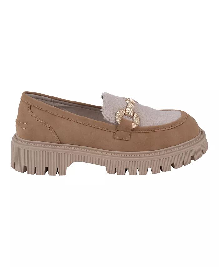 Женские мокасины Vince Shearling Lug Sole GC Shoes, коричневый/бежевый — фото 2