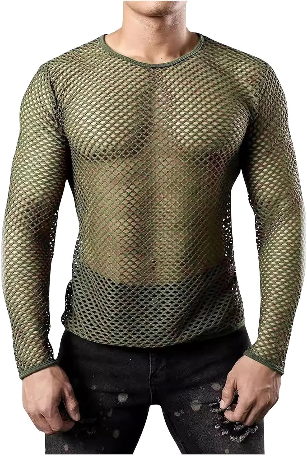 Мужская сетчатая футболка с длинным рукавом Army Green