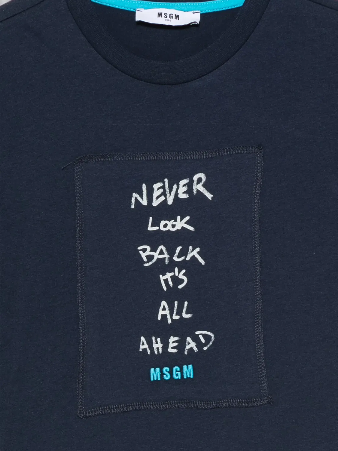 Футболка с надписью Msgm Kids, синий — фото 3