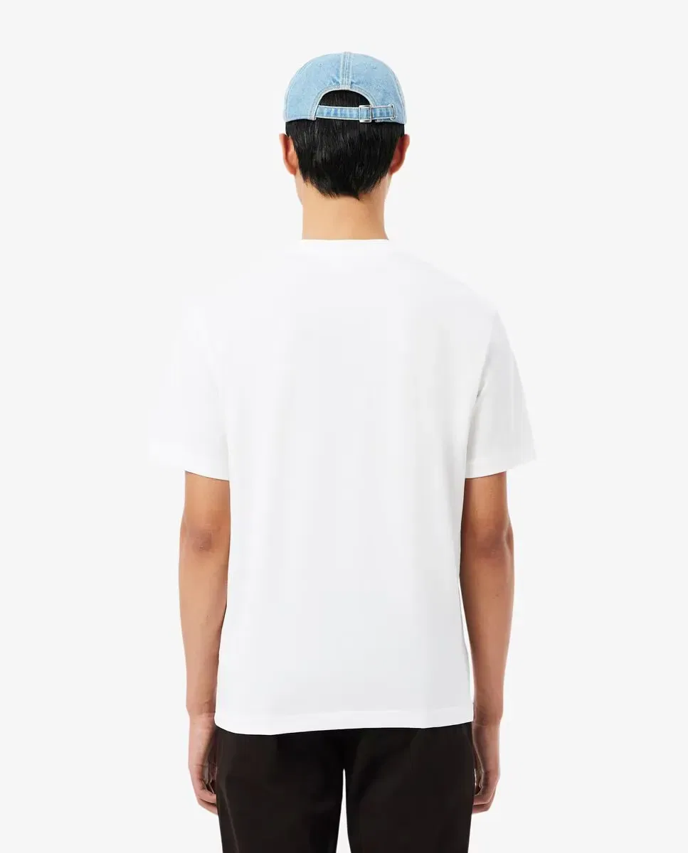 Футболка мужская Lacoste хлопок с коротким рукавом, классическая, Blanco — фото 2