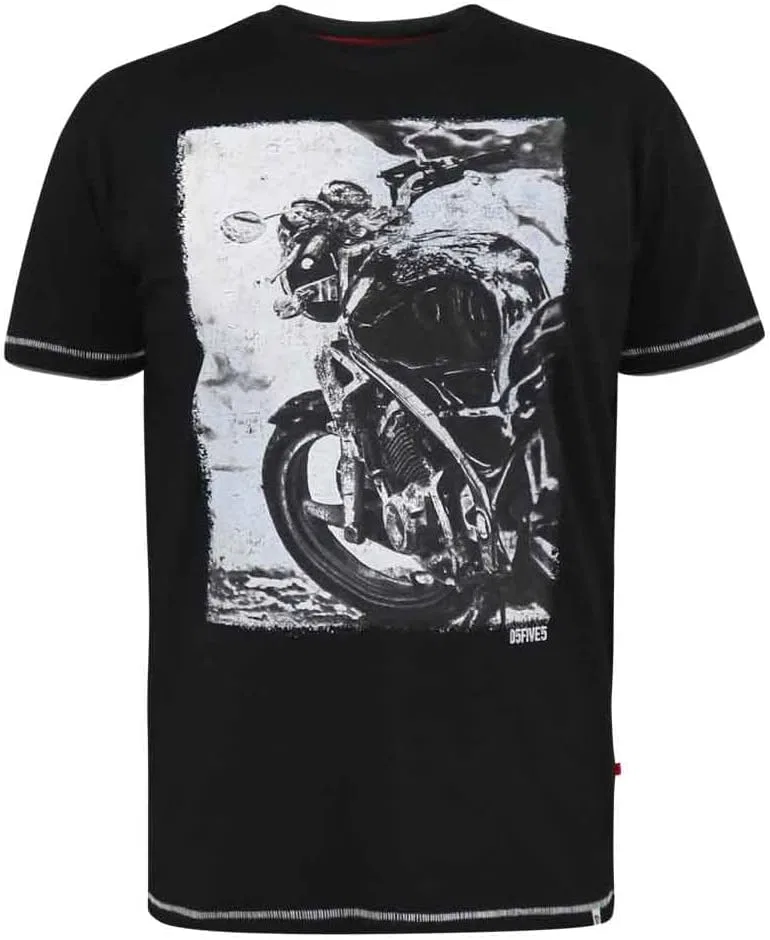 Мужская футболка с принтом Motorbike Regular Fit 100% Cotton, Black Motorbike — фото 2