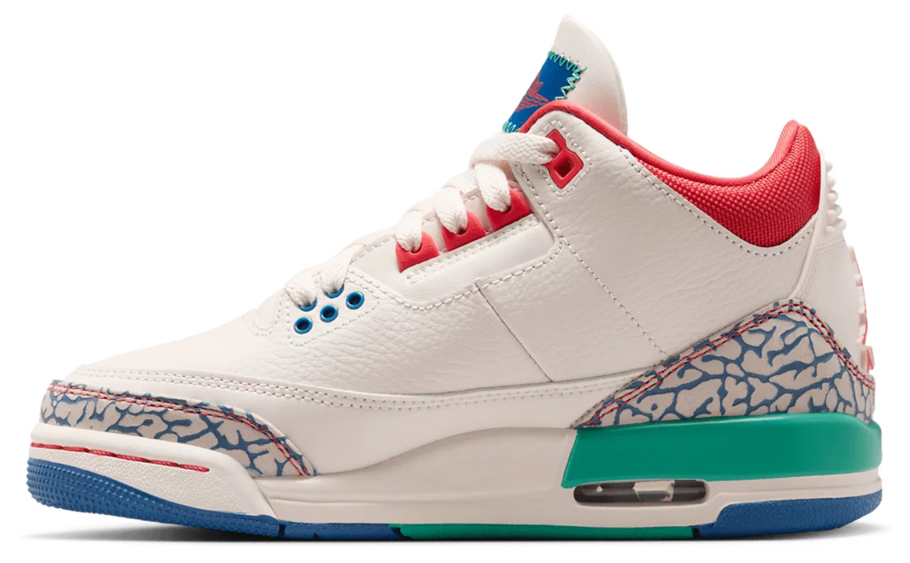 Детские кроссовки для мальчиков Jordan Retro 3, Green/White/Red — фото 2