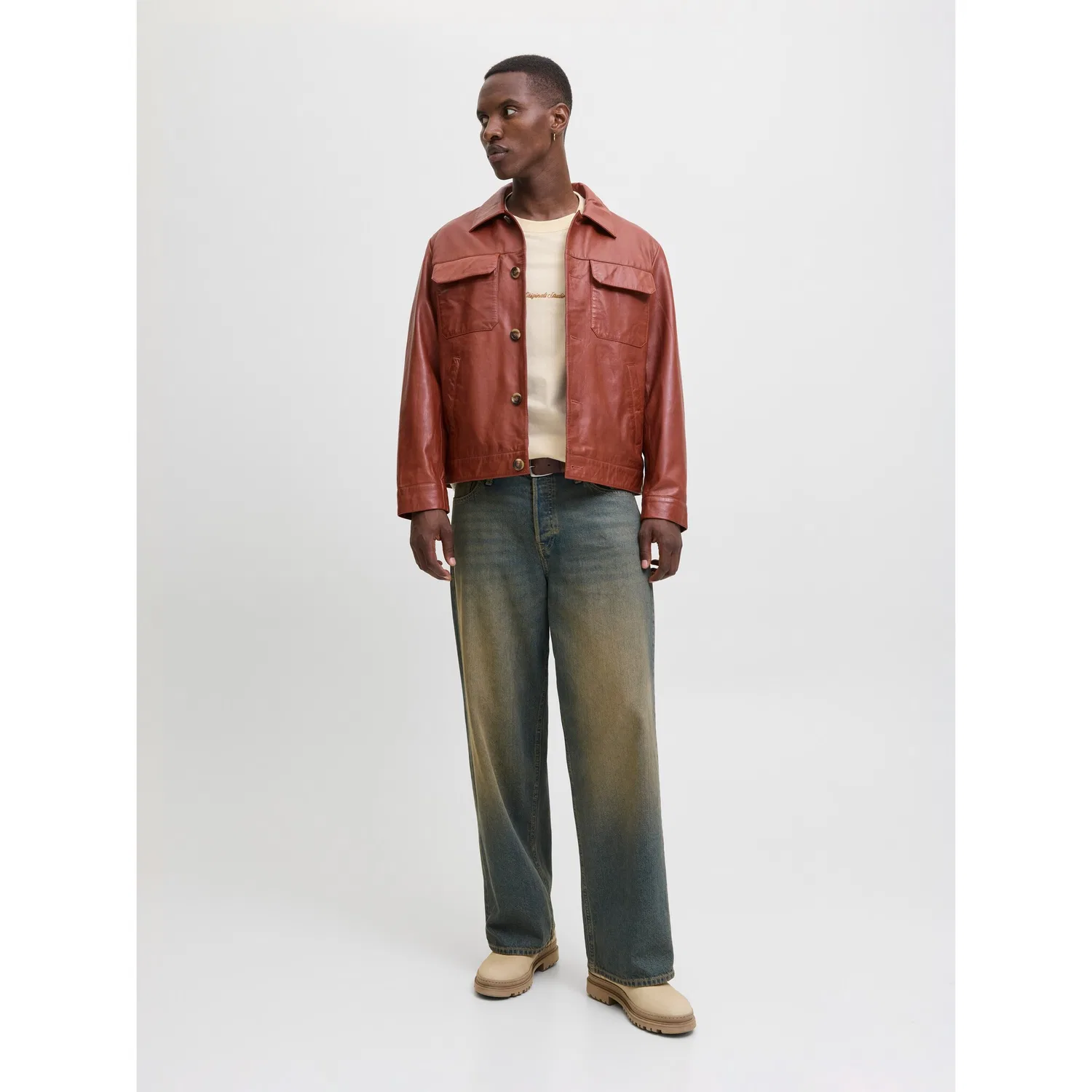Детская футболка с круглым вырезом Jack & Jones, Antique White — фото 4