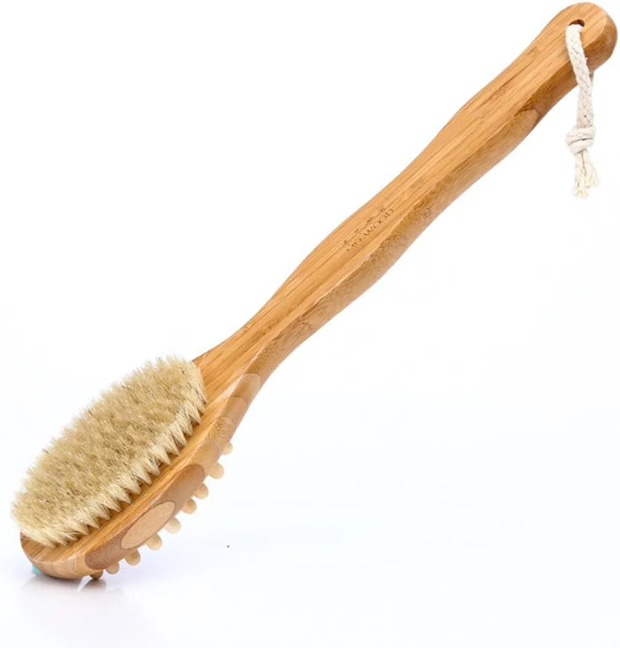 Щетка для тела с длинной ручкой, HTDirect, 40x8 см, Bamboo + Natural Bristle — фото 3