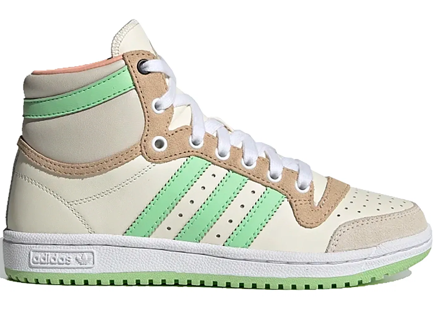 Детские кроссовки с принтом Star Wars The Mandalorian The Child Adidas Top Ten Hi, Cream White Pale Nude Clear Mint