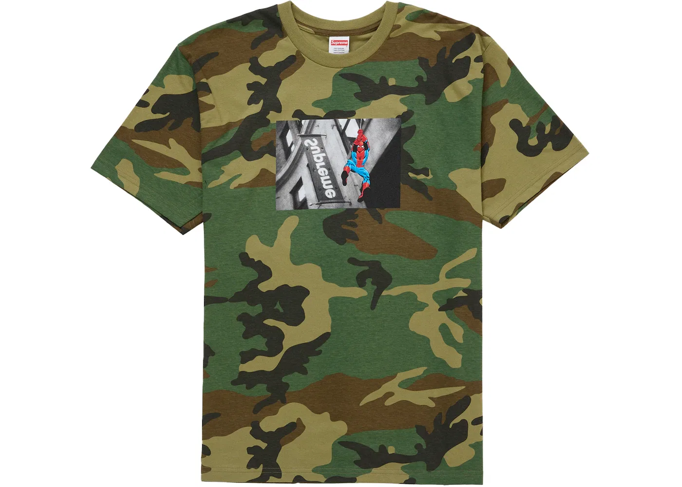 Мужская футболка с принтом Supreme Spider-Man Tee Woodland Camo