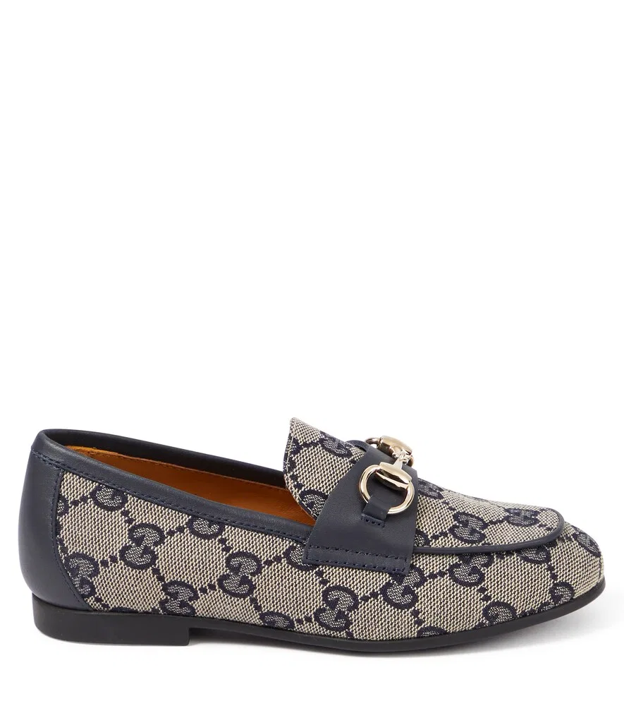 Лоферы Horsebit GG Canvas Gucci Kids, бежевый — фото 4