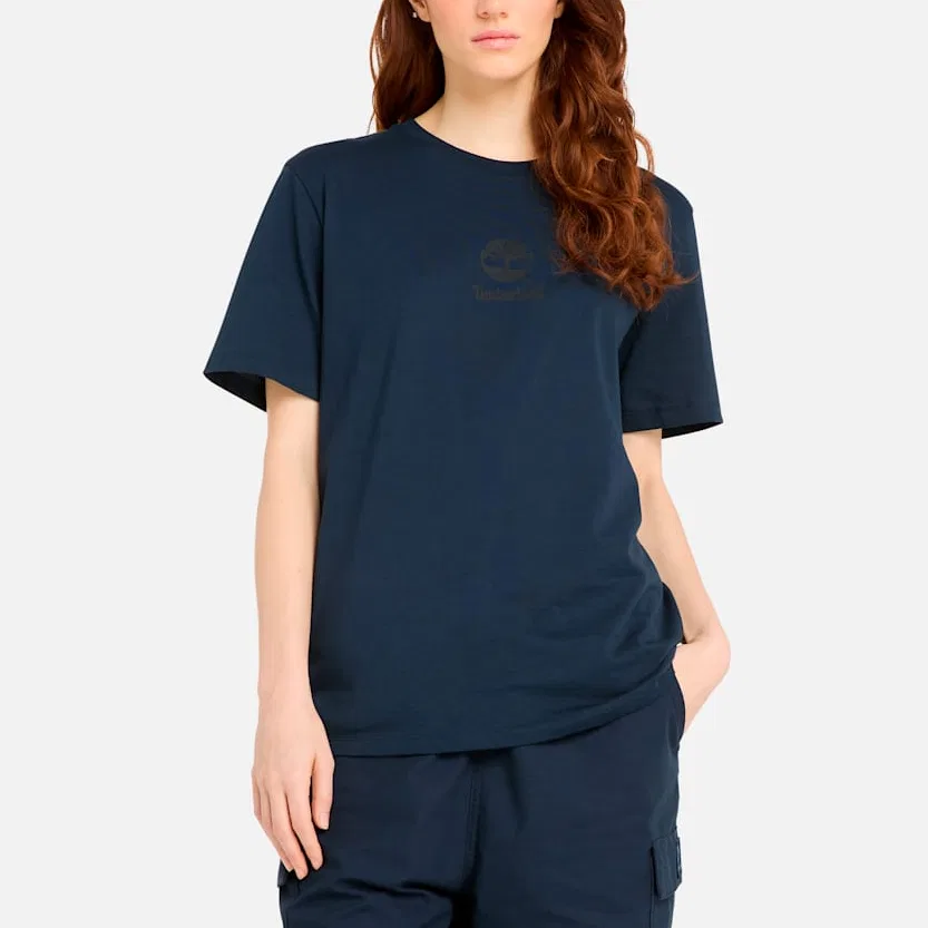 Детская футболка хлопковая Timberland Stack T Shirt, Dark Sapphire Blue — фото 4