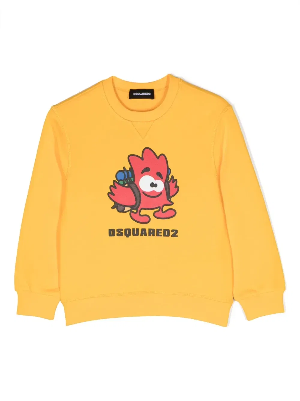 Свитшот с принтом логотипа Dsquared2 Kids, желтый